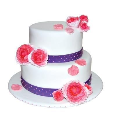 Сватбена торта с декорация Цветя и рози