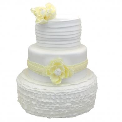 Сватбена торта с декорация Бяла магия