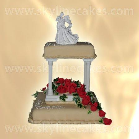 Двуетажна сватбена торта с червени рози