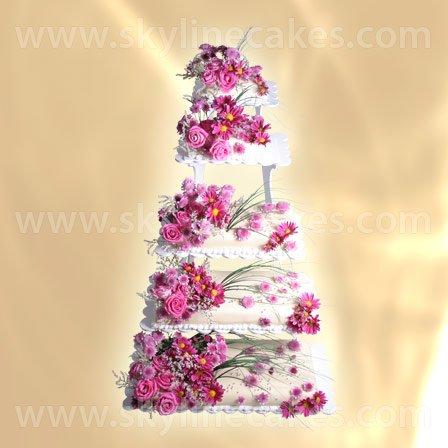 Сватбена торта Стълба в розово