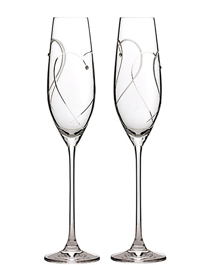 Луксозни сватбени чаши с камъни Сваровски Royal Daulton