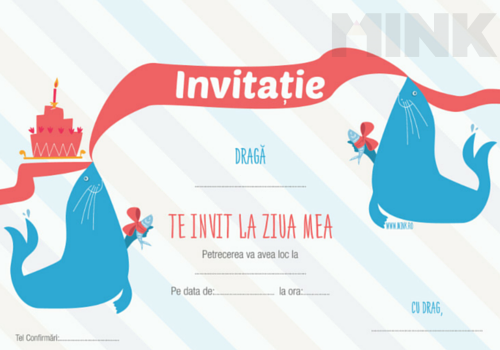 Set 10 Invitatii De Petrecere Baietei Foca Jucausa Mink 1115