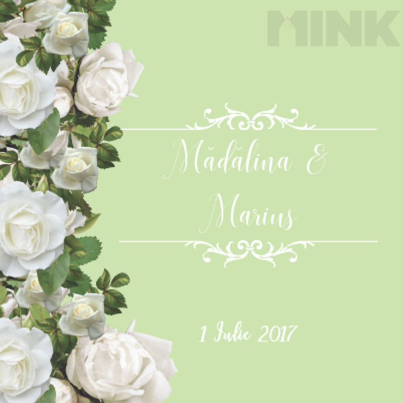 Invitatie De Nunta Clasica Cu Flori Albe Si Funda Mink 1320