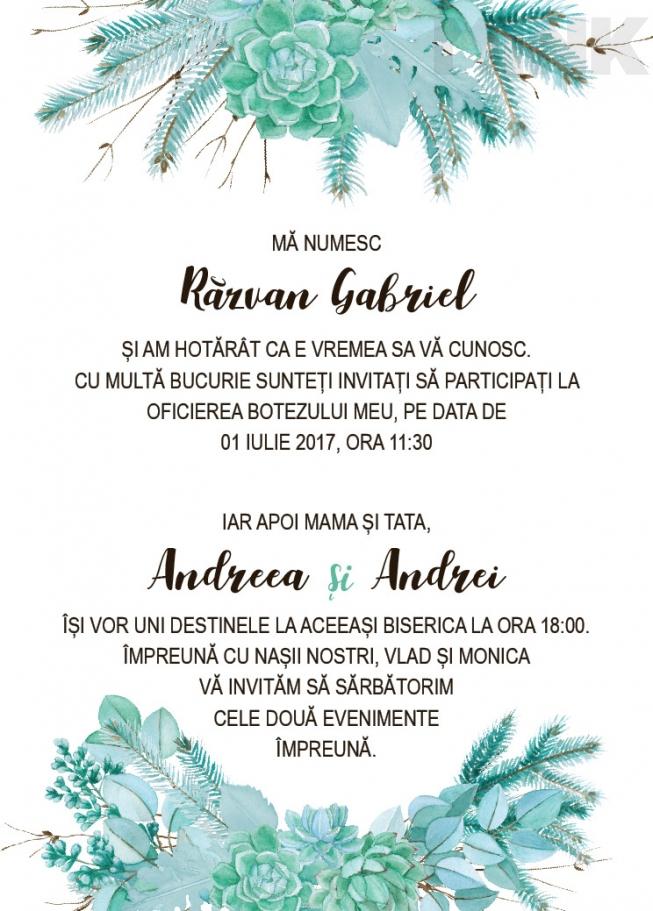 Invitatie De Nunta 2in1 Pentru Nunta Si Botez Eucalypt Flowers
